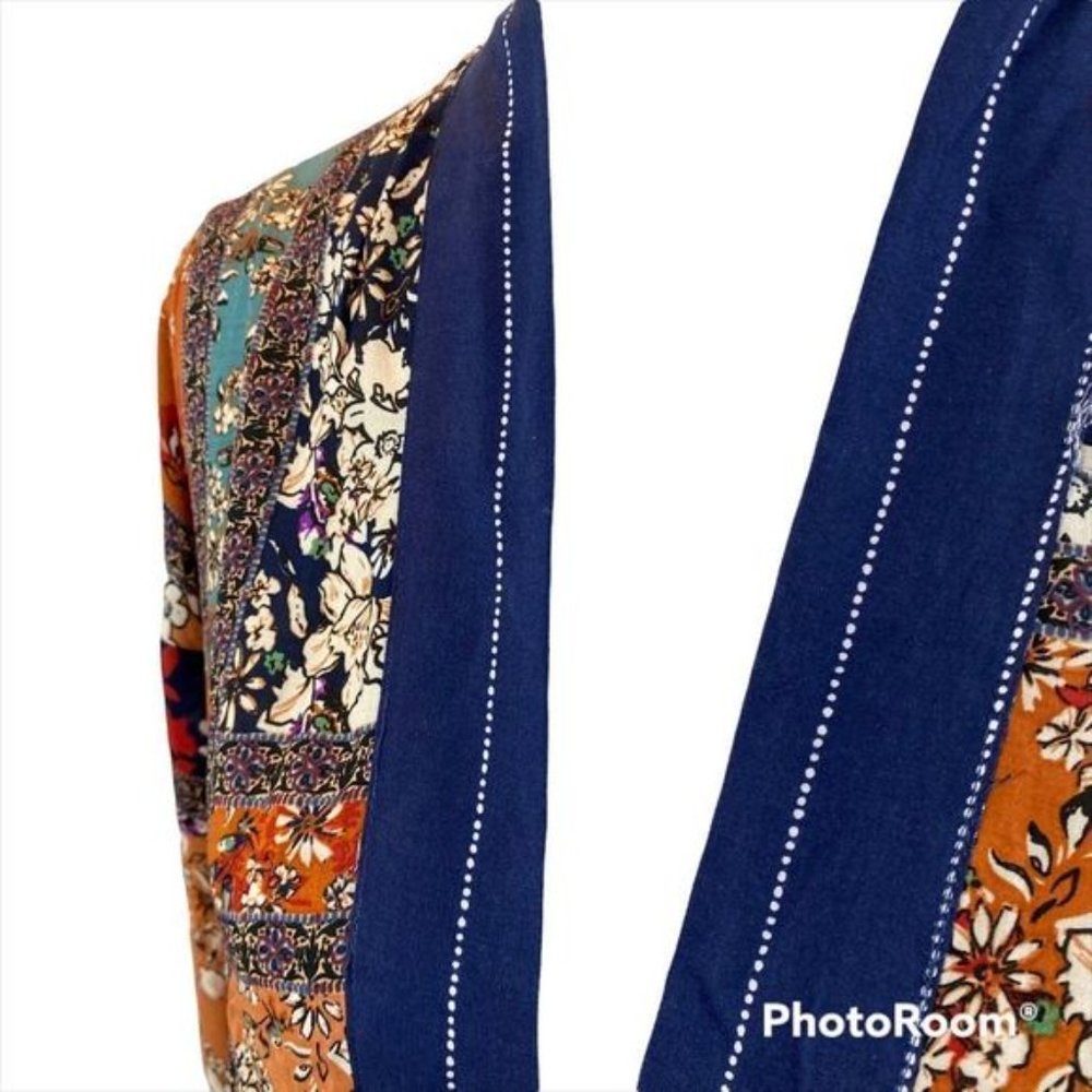 New with Tags En Crème Long Sleeved Mixed Print Short Kimono Size XS/S - Picture 5 of 12